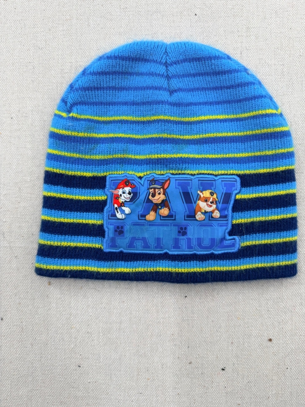 Kids Blue Striped Knit Beanie - Lightweight Winter Hat